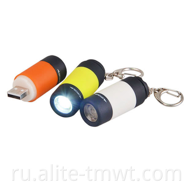 USB -заряжаемый светодиодный светодиодный брелок водонепроницаемый мини -карманный факел
